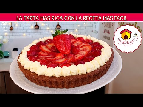 TARTA DE FRUTILLAS con crema y masa fácil de chocolate SUPER DELICIOSA