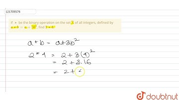 If `**` be the binary operation on the set `ZZ` of all integers, defined by `a**b=a+3b^(2)`, find