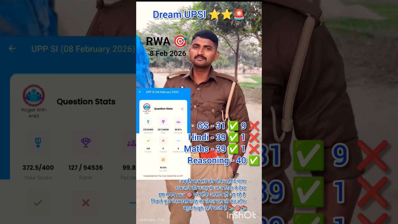 RWA 🎯 UPSI ⭐⭐ mock test Analysis 8 february 2026 ।। dream UPSI ⭐⭐ 