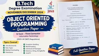 Object Oriented Programming – B.Tech Degree Examination Question Paper | November/December 2024