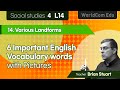 6  Important English Vocabulary Words with pictures  I  Social studies 4. L14. Various Landforms