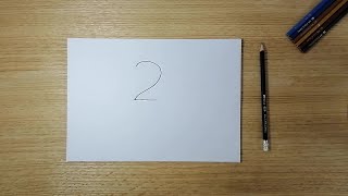 طريقة تحويل رقم 2 إلى رسمة _ تعلم الرسم