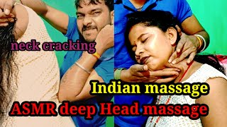 Master cracker neck crack Head massage Indian lady barber Indian massage ASMR deep massage #relax💆