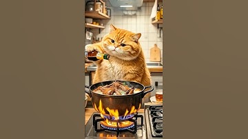 "Cat Chef in Action: Cooking, Blending & Cleaning Like a Pro #juniorcat #catnip #kittenfood