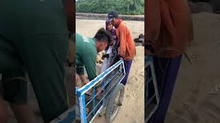 Fisherman in southern Java transporting a big Yellowfin tuna they just caught | Part 1 of 3