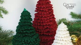 Crochet 1 of 3 Sizes of Crochet Christmas Trees for the holidays. Perfect sizing for hospital night stands, small apartments and other 