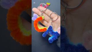 Letter C Keychian with fuzzy wire tutorial 💛🧡 #youtubeshorts #diy #viral #keychain
