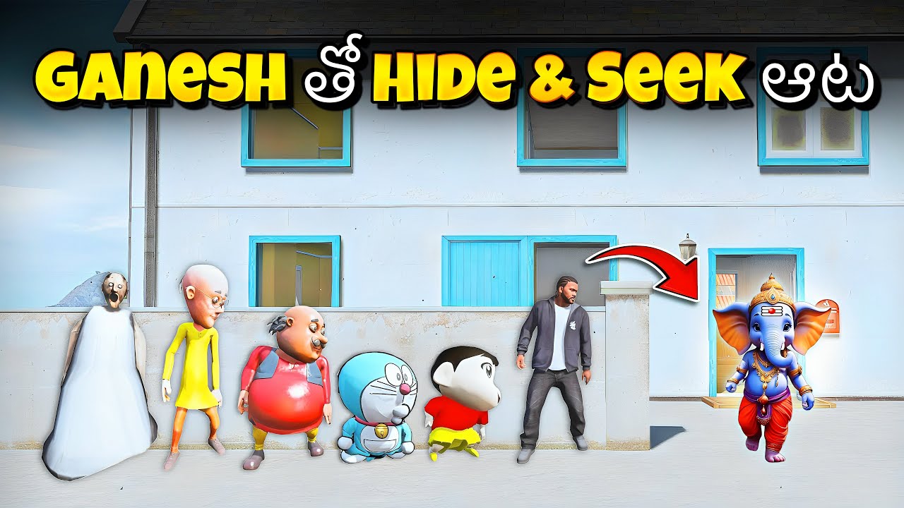 GTA 5 : Shinchan & Franklin ☺️ Play Hide & Seek With Ganesh🥰  in Telugu | Black7plays
