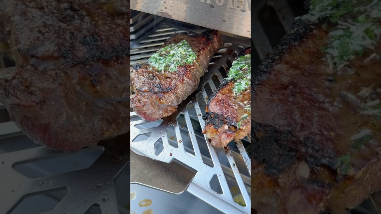 Garlic herb butter steaks
