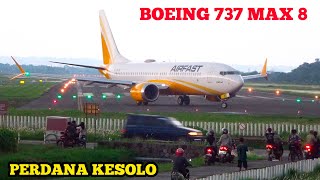 Istimewa‼️Nonton Pesawat Airfast Indonesia Boeing 737 MAX 8 Mendarat Perdana di Bandara Solo