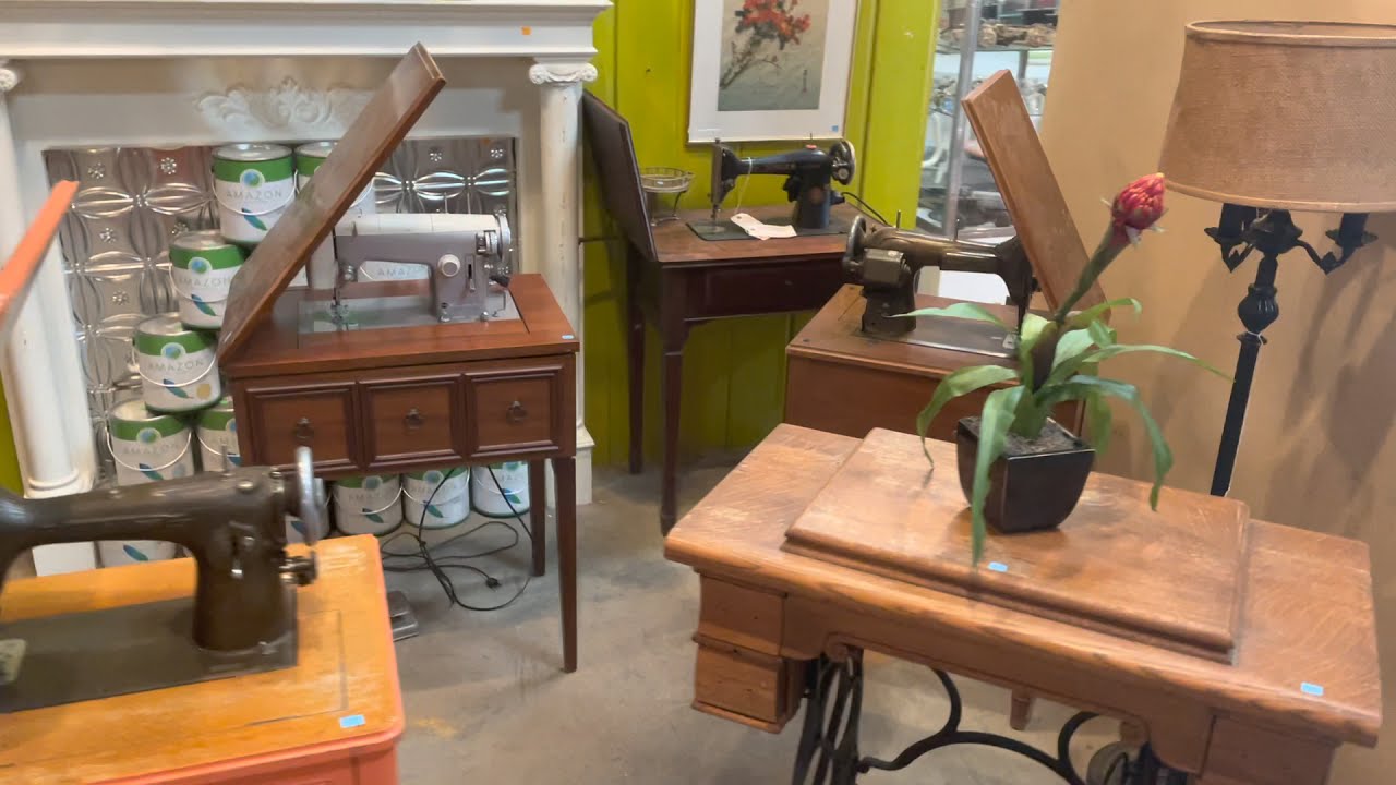 Vintage sewing machines and cabinets!
