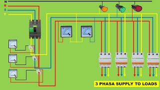 CARA INSTALASI PAPAN DISRIBUSI KABEL 3 PHASA DENGAN MCCB, AMP METER, VOLMETER, PILOT LAMP DAN MCB 3P