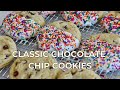 Classic Chocolate Chip Cookies Dipped in Chocolate and Sprinkles