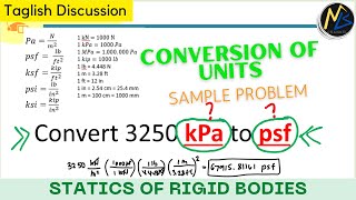 Problem: Conversion of Units, kPa (kiloPascal) to psf (lb per square ft) - Statics of Rigid Bodies
