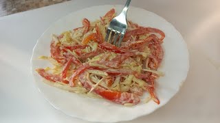 Marinesalat aus Paprika, Tomaten, Surimi Stäbchen |Hausrezepte |rezepte |einfache |Natürliche