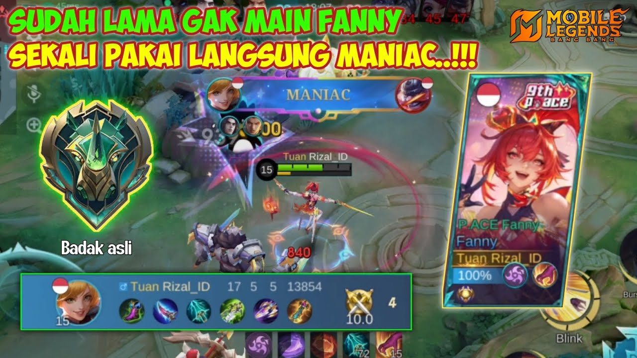 BARU COBA MAIN FANNY LAGI SETELAH SEASON LANGSUNG DAPET MANIAC MOONTON BERCANDA..!! | Mobile legends