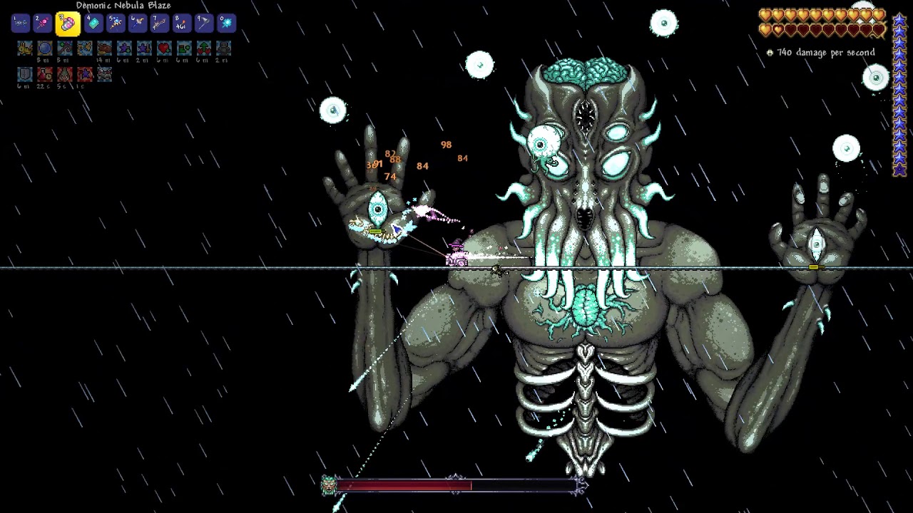 Terraria Fight against Moon Lord (Master Mode) First Round YouTube