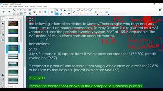 FAC1502 VAT TRANSACTIONS AND JOURNALS: 11 MARCH SESSION