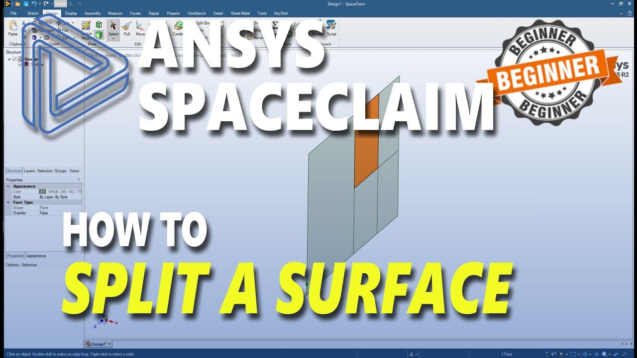Ansys Spaceclaim How To Split A Surface - YouTube