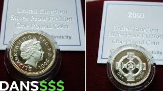 UK Silver Proof One Pound 2001 £1 Coin VALUE - Queen Elizabeth II