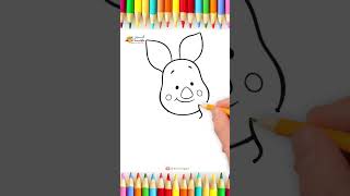 تعليم رسم فجلة في كارتون ويني الدبدوب || How to Draw Piglet || Winnie‑the‑Pooh shorts shorts