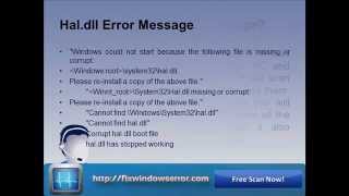 Fix missing or corrupted hal.dll file Wealth