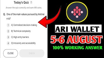 Ari Wallet Today Quiz 5-6 August | Ari Wallet Quiz Today |Arichain Wallet Quiz Answers Today |Xenea