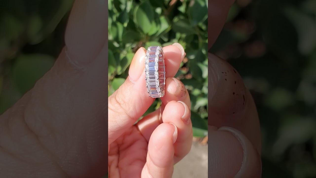 Emerald cut diamond eternity band