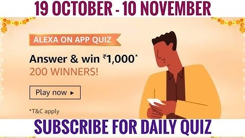Amazon Alexa On App Quiz Answers Today | Win 1000 Amazon Pay Balance | 19 October 2020
