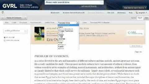 Using Gale Virtual Reference Library - Viewing Resources in Multiple Languages