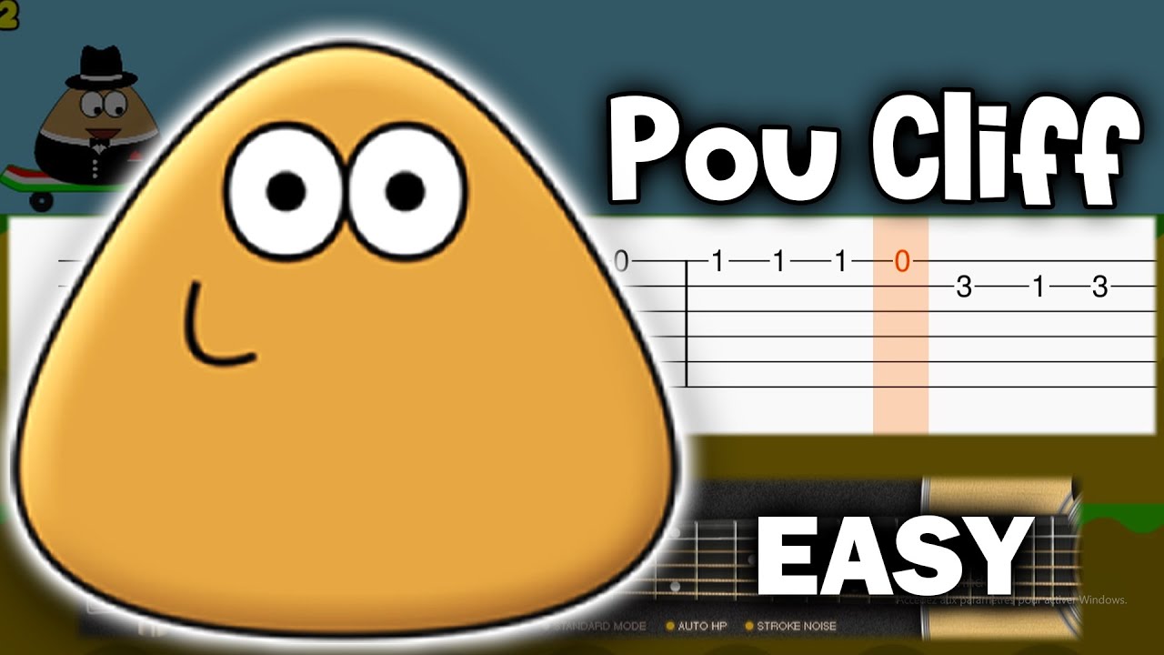 Pou Cliff Jump - Theme Song - Guitar tutorial (TAB) 