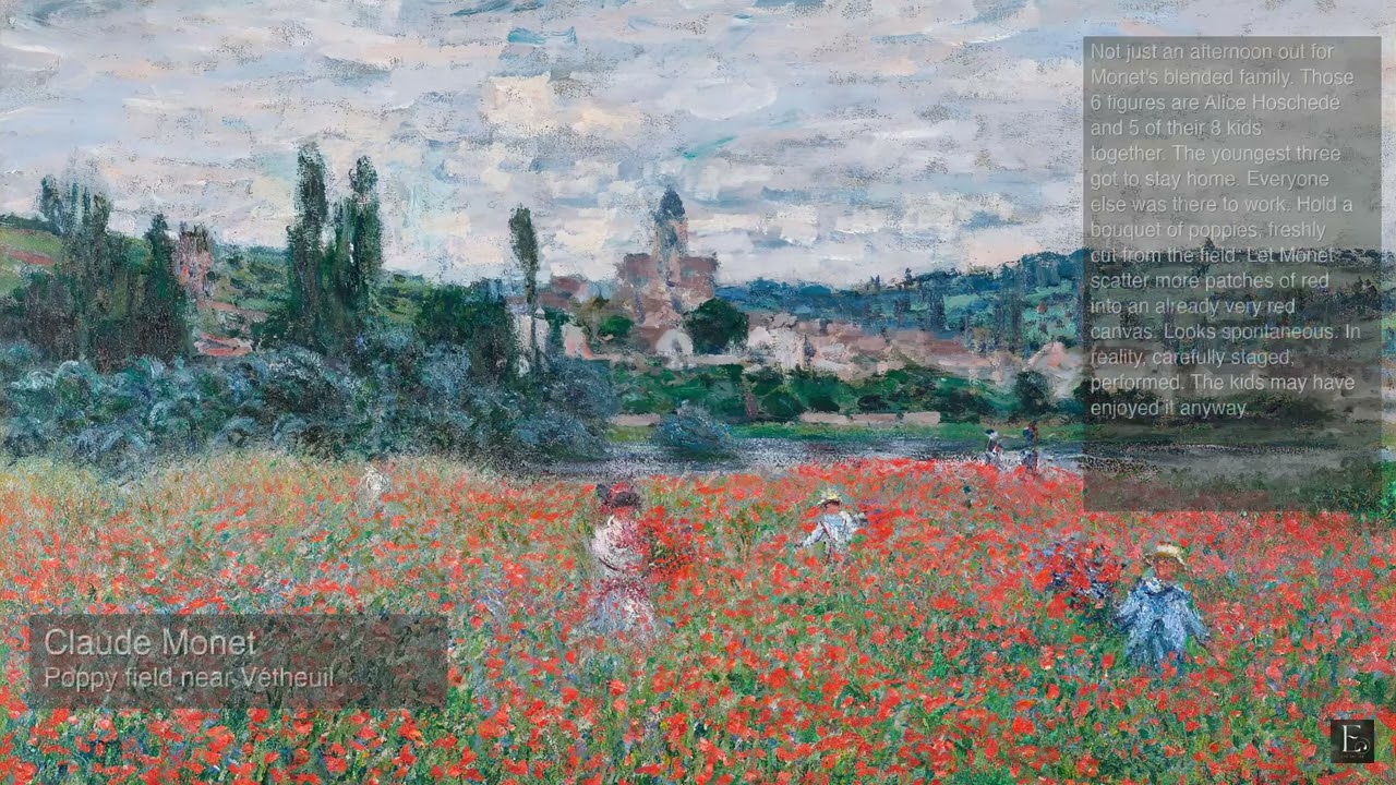 Claude Monet – Poppy field near Vétheuil - 2 Hour Screensaver