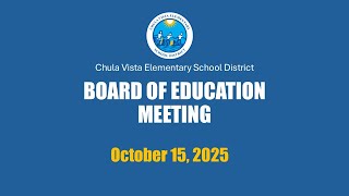 10/15/2025 - English - Chula Vista Elementary School District Board Meeting