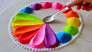 🎨 Easy Ram Navami Rangoli | Beautiful Ugadi Rangoli Design with Colors | Rangoli by Keerthi screenshot 1