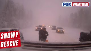 Exclusive FOX Weather Storm Tracker Brandon Copic Rescues Snow-Stranded Drivers