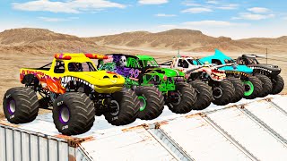 Big Monster Trucks Transport Triple Flatbed with Color Slide screenshot 5