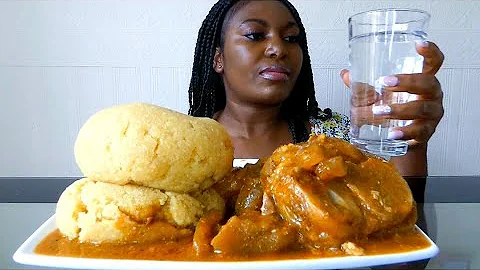 Asmr Mukbang ogbono soup with cow skin and garri fufu