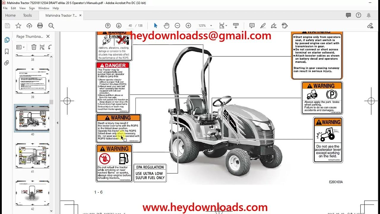 Mahindra Tractor eMax 20S Operator's Manual - YouTube