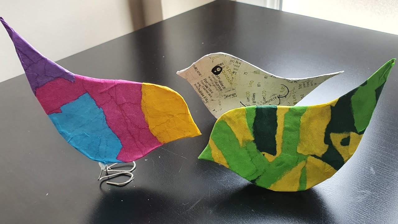 Tuto n°39: oiseau en papier maché - YouTube