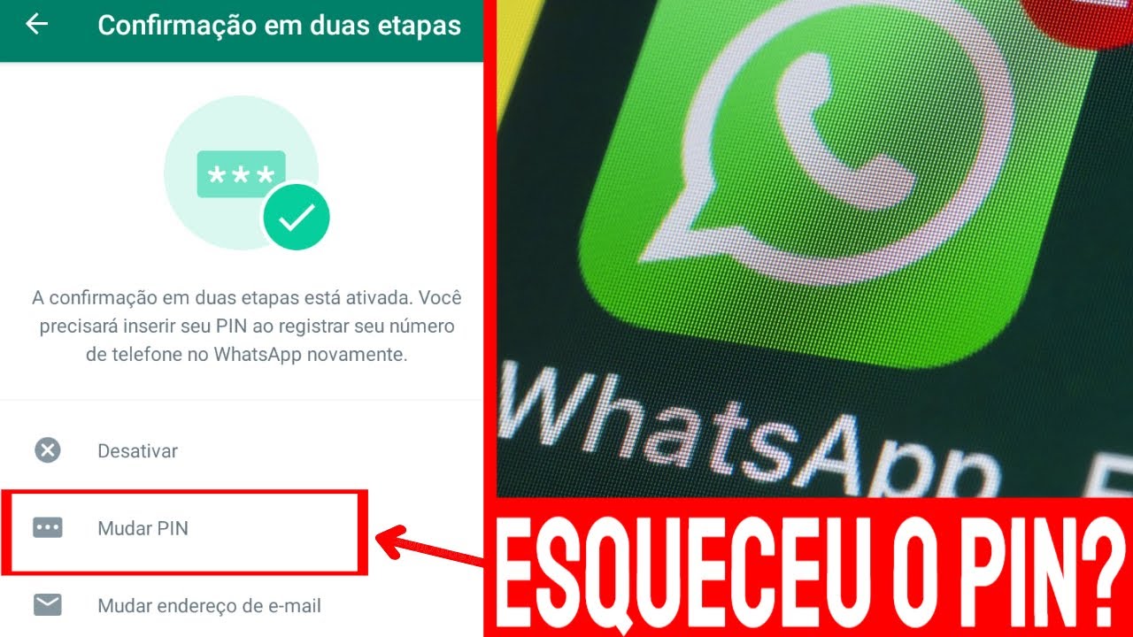 Esqueci o pin de verificação em duas etapas do WhatsApp - YouTube
