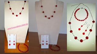 Изготовление украшений. Колье из семи бусин. Корунд.
