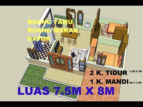  Denah  Rumah  Minimalis  Ukuran 7 5m X 8m YouTube 