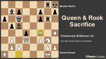 Queen & Rook Sacrifice | Checkmate Brilliance 23 | Kornel Havasi vs Nandor Pesitz