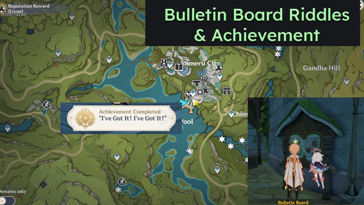 Bulletin Board Riddle & I've Got It Achievement Genshin Impact 
