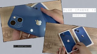 Blue iPhone 13 unboxing asmr