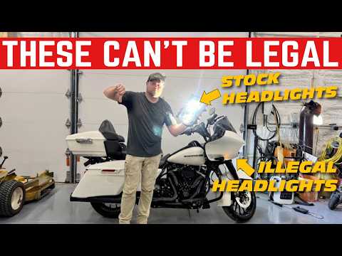 INSTALLING THE MOST ILLEGAL HEADLIGHTS ON ERIC'S NEW HARLEY DAVIDSON