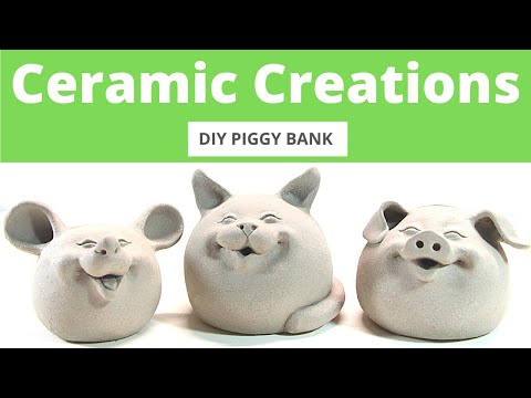 How to make ceramic animals, piggy bank at home.  Clay craft for fun. Whole process step by step