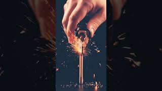 Tiny chainsaw vs matchstick — sparks flying!” ⚡ #tinytool #bursttwist#macroexperiment #tinydrill