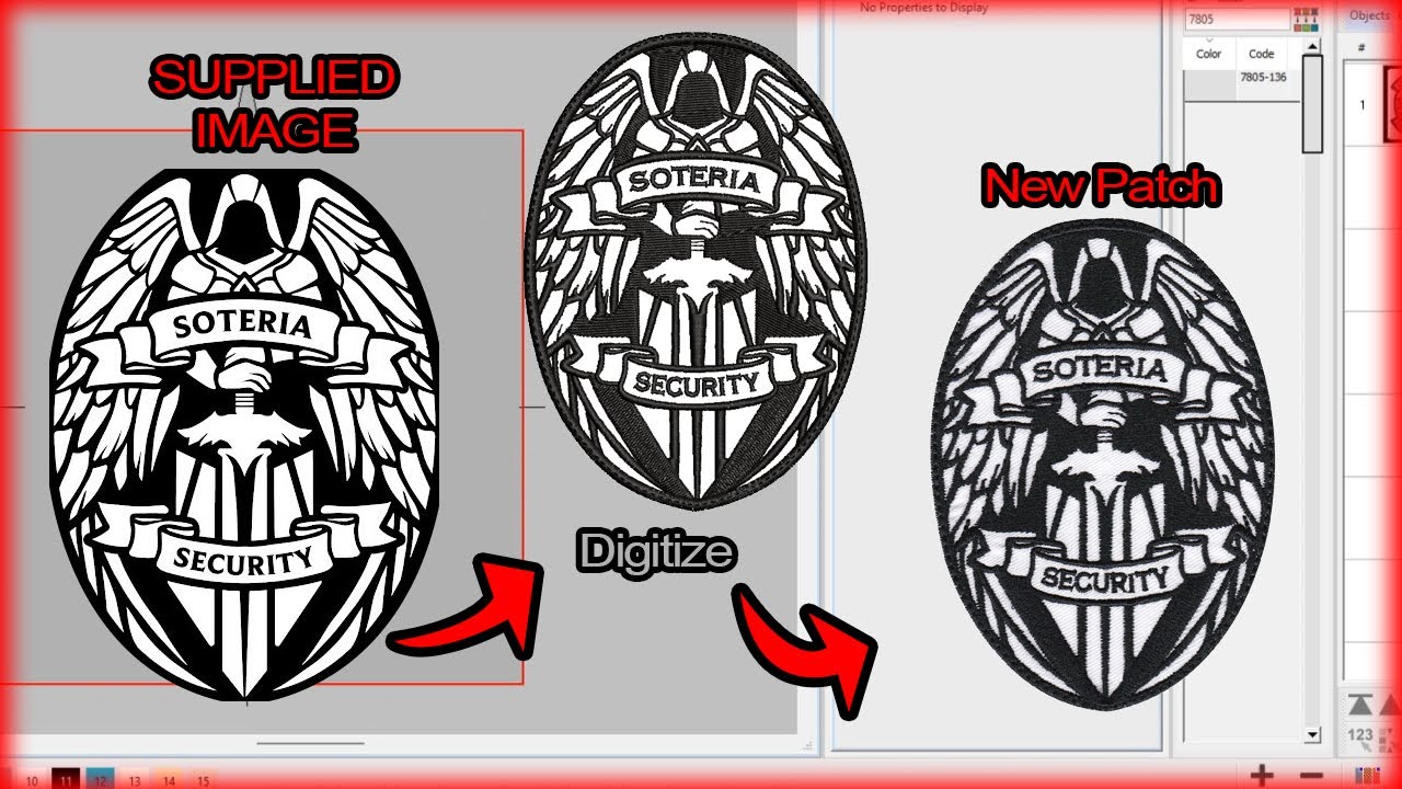 Soteria Security Embroidered Patch Digitize + Sew Wilcom Hatch Learn (no talking)