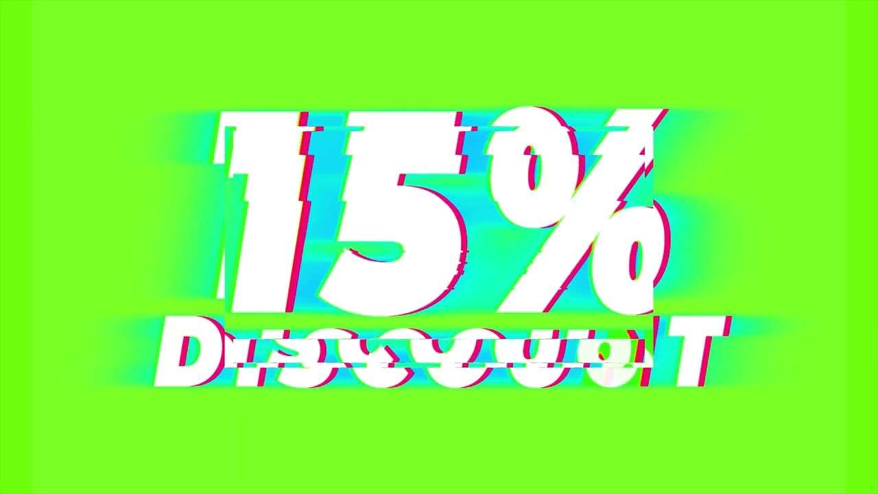 15% Percent Discount Text Vintage Glitch Effect Promotion .